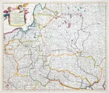Justus Danckerts, Regni Poloniae et Ducatus Lithuaniae…, Mapa ziem Rzeczpospolitej, wyd. Justus Danckerts I, Amsterdam, ok. 1700 miedzioryt kolorowany w epoce