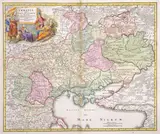 Johann Baptist Homann, Ukrania quae et terra cosaccorum cum vicinis…, Mapa Ukrainy, Norymberga 1712 miedzioryt kolorowany, 49