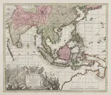 Matthäus Seutter, India orientalis cum Adjacentibus Insulis Nova Delineatione…, Mapa Azji południowo-wschodniej pochodząca z „Atlas Novus”, Augsburg 1730 miedzioryt kolorowany, 49