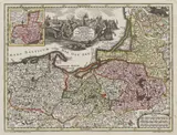 Matthäus Seutter, Borussiae Regnum cum adjacentibus Regionibus mappa…, Mapa Prus, Augsburg, ok. 1725 miedzioryt kolorowany, 20