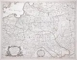 Guillaume de l’Isle, La Pologne dresée sur ce qu’en ont donne Starovolsk, Beauplan, Hartknoch..., Mapa ziem Rzeczpospolitej, stan szósty, wyd. Guillaume de l'Isle, Paryż, po 1718 miedzioryt kolorowany liniowo