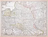 Guillaume de l’Isle, La Pologne dresee sur ce qu'en ont donne Starovolsk, Beauplan, Hartknoch..., Mapa ziem Rzeczpospolitej, stan jedenasty, wyd. Jean-Nicolas Buache, Paryż, 1780 miedzioryt kolorowany, 49