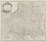 Gilles i Didier Robert de Vaugondy, Le Royaume de Pologne…, Mapa ziem Rzeczpospolitej pochodząca z „Atlas Universel”, stan pierwszy, wyd. Gilles i Didier Robert de Vaugondy, Paryż 1752 miedzioryt kolorowany liniowo, 49