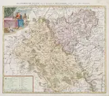 Tobias Meyer, Comitatus Glaciensis Tabula Geogr., Mapa Hrabstwa Kłodzkiego, Spadkobiercy Homanna, Norymberga 1750 miedzioryt kolorowany, 50
