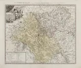 Spadkobiercy Homanna, Comitatus Glaciensis Tabula geogr., Mapa Hrabstwa Kłodzkiego, Norymberga 1747 miedzioryt kolorowany w epoce