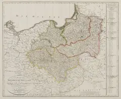 Daniel Friedrich Sotzmann, Charte vom Königreiche Preussen oder Ost-West-Süd und neu Ost-Preussen…, Mapa Królestwa Prus, Weimar 1804 miedzioryt kolorowany liniowo w epoce, 49