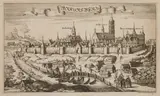 Christoph Hartknoch, Braunsberg, Widok Braniewa, pochodzący z dzieła M. Hallervordena „Alt und neues Preussen”, Królewiec 1684 miedzioryt, 16