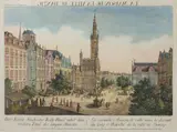 Balthasar Friedrich Leizel, La Maison de la Ville de Danzig. Das Recht Städtsche Rath=Haus…, Widok Długiego Targu w Gdańsku wg ryciny Matthäusa Deischa z 1765 r., stanowi lustrzane odbicie rzeczywistego widoku, Augsburg, ok. 1790 miedzioryt kolorowany, 29