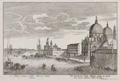 Martin Engelbrecht, Altra veduta della Chiesa della Salute, Widok kościóła Santa Maria della Salute w Wenecji, 1730 miedzioryt, 20