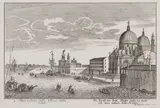 Martin Engelbrecht, Altra veduta della Chiesa della Salute, Widok kościóła Santa Maria della Salute w Wenecji, 1730 miedzioryt, 20