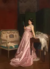 August Toulmouche, W buduarze, 1868 r., 1868, olej, płótno, krawędzie dublowane, 62