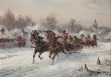 Zimowy zaprzęg by Władysław Chmieliński, olej, płótno, sold Feb 2024