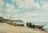 Henryk Baranowski, Na brzegu, olej, płótno