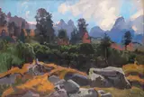 Jesień w Tatrach by Stanisław Gałek, olej, tektura, 34, sold Feb 2024