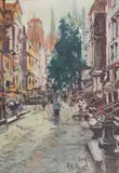 Otto Hamel, Gdańsk, olej, tektura