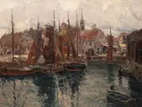 Erich Mercker, Port, olej, płótno