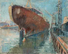 Ignacy Klukowski, Stocznia Gdańska, 1961 r., 1961, olej, płótno
