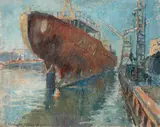 Ignacy Klukowski, Stocznia Gdańska, 1961 r., 1961, olej, płótno