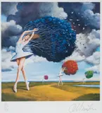 Kształt koloru niebieskiego by Rafał Olbiński, inkografia, papier, 28, sold Feb 2024