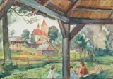Teodor Grott, Na wywczasach, 1934 r., 1934, akwarela, papier