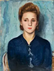 Wojciech Weiss, Portret Jadźki (Jadwigi Gofroniowej, ostatniej modelki Artysty), ok. 1937 r., 1937, olej, sklejka, 64