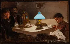 Czesław Tański, Scena we wnetrzu, 1890 r., 1890, olej, deska, 18