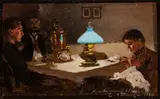 Czesław Tański, Scena we wnetrzu, 1890 r., 1890, olej, deska, 18