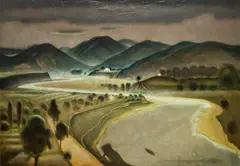 Pejzaż, 1943 r. by Leon Getz, 1943, olej, płótno, sold Feb 2024