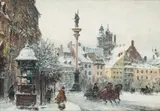 Widok na Plac Zamkowy z Kolumną Zygmunta by Władysław Chmieliński, olej, płótno, sold Feb 2024
