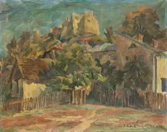 Jan Karmański, Widok na Zamek w Kazimierzu, 1952 r., 1952, olej, płótno, 49