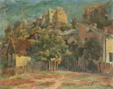 Jan Karmański, Widok na Zamek w Kazimierzu, 1952 r., 1952, olej, płótno, 49