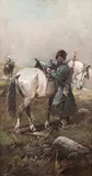 Jan Konarski, Postój, olej, tektura