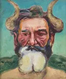 Satyr by Wlastimil Hofman, olej, płótno, 38, sold Sep 2023