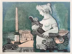Alice Halicka, Plac de la Concorde w Paryżu, 1955 r., 1955, litografia, papier, 45