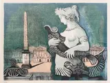 Alice Halicka, Plac de la Concorde w Paryżu, 1955 r., 1955, litografia, papier, 45