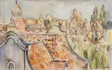 Dachy gdańskie by Magdalena (Maja) Majewska-Keane, akwarela, papier, sold Sep 2023