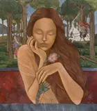Katarzyna Kołtan, Alessia, 2023, 2023, tempera żółtkowa, płyta