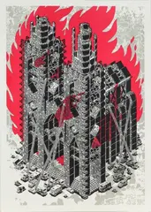 Mariusz Waras, Bez tytułu (Katedra płonie), serigrafia, papier