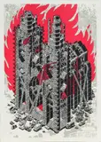 Mariusz Waras, Bez tytułu (Katedra płonie), serigrafia, papier
