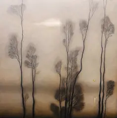 Dawid Zdobylak, Zachód wśród drzew, 2018, 2018, olej, płótno