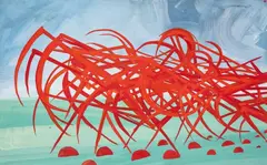 Anna Rutkowska, Kosynierka na polu młodego jęczmienia, 2019/2020, tempera jajeczna, płótno