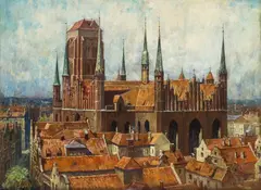 Walter Ziegler, Bazylika Mariacka w Gdańsku, olej, płótno