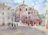 Julian Fałat, Campo dei Gesuiti w Wenecji, akwarela na podrysowaniu ołówkiem, papier