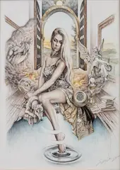 Daniel Pawłowski, Melancolia II, 2020, 2020, tusz, olej, papier