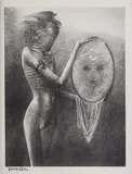 Bez tytułu (kobieta z lustrem) by Zdzisław Beksiński, fotografia czarno-biała (vintage print), papier barytowy, sold Nov 2023