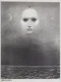 Bez tytułu (twarz) by Zdzisław Beksiński, fotografia czarno-biała (vintage print), papier barytowy, sold Nov 2023