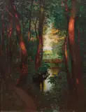 Alfred Scherres, Królewski Park w Oliwie, olej, płótno, 60