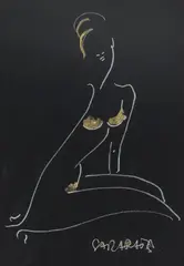 Joanna Sarapata, Akt, tusz, piórko, papier, 29