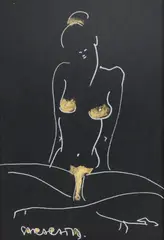 Joanna Sarapata, Akt, tusz, piórko, papier, 29