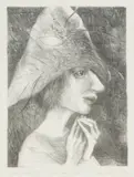 Barbara Ziembicka, Głowa młodego pajaca, 1979, 1979, litografia, papier